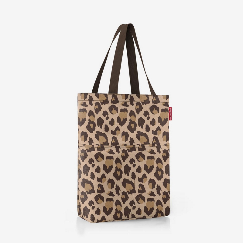 Set borsa con zip, tasche e scomparto interno con pochette, entrambe leopardate, adatte a spesa, shopping, lavoro e spiaggia, capacità da 25 litri