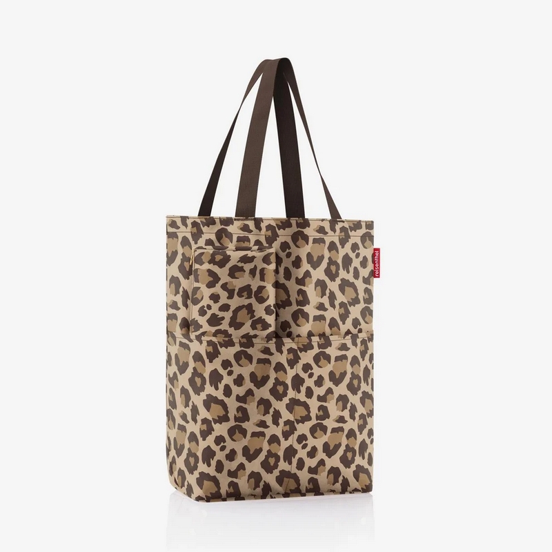 Set borsa con zip, tasche e scomparto interno con pochette, entrambe leopardate, adatte a spesa, shopping, lavoro e spiaggia, capacità da 25 litri