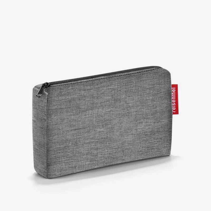 Set borsa con zip, tasche e scomparto interno con pochette, entrambe grigie con tessuto mélange, adatte a spesa, shopping, lavoro e spiaggia, capacità da 25 litri