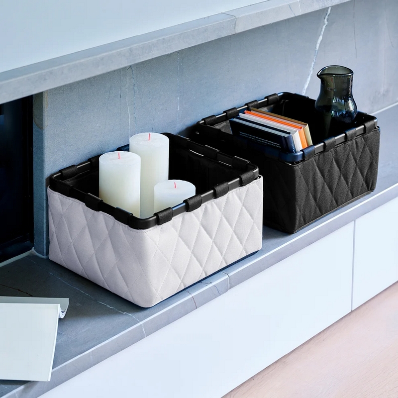 Portaoggetti trapuntato nero pieghevole da 7 litri di capacità, utilizzabile anche come svuotatasche, porta telecomandi, porta accessori da bagno, cesto da comodino e tanto altro