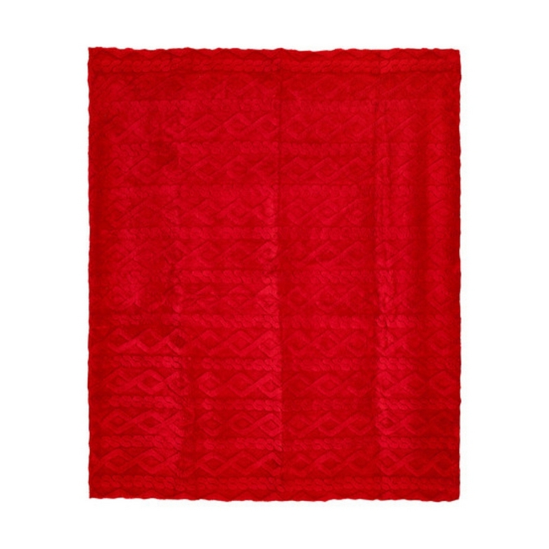 Morbido plaid rosso jacquard con motivi in rilievo di dimensione 160 x 190 cm