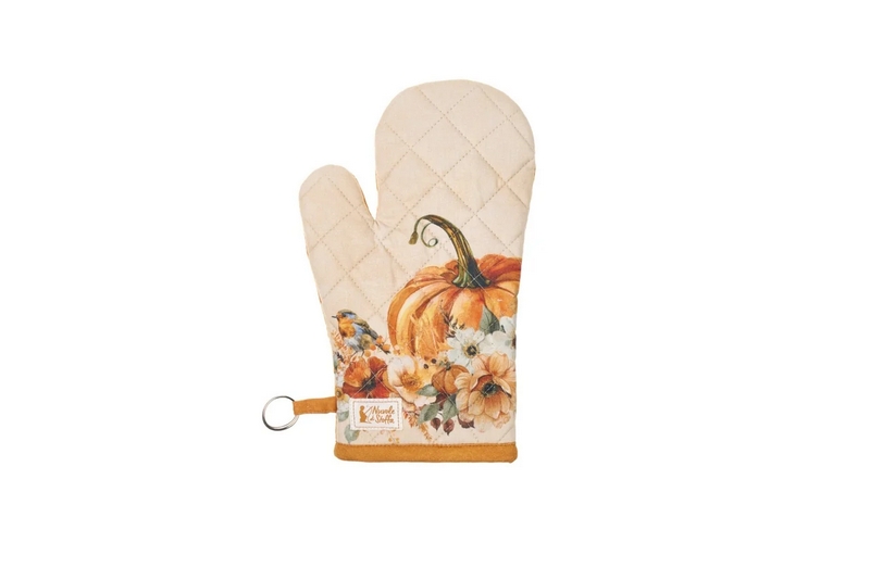 Guanto forno autunnale in cotone decoro zucche in due varianti assortite 