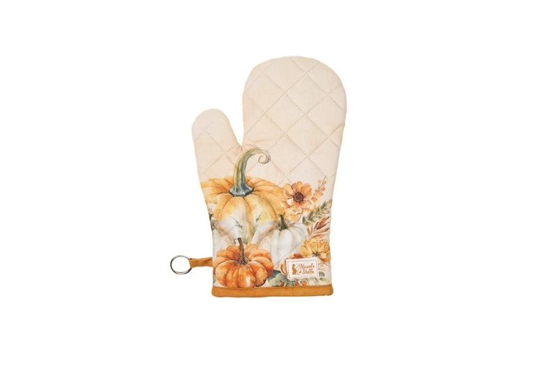 Guanto forno autunnale in cotone decoro zucche in due varianti assortite 