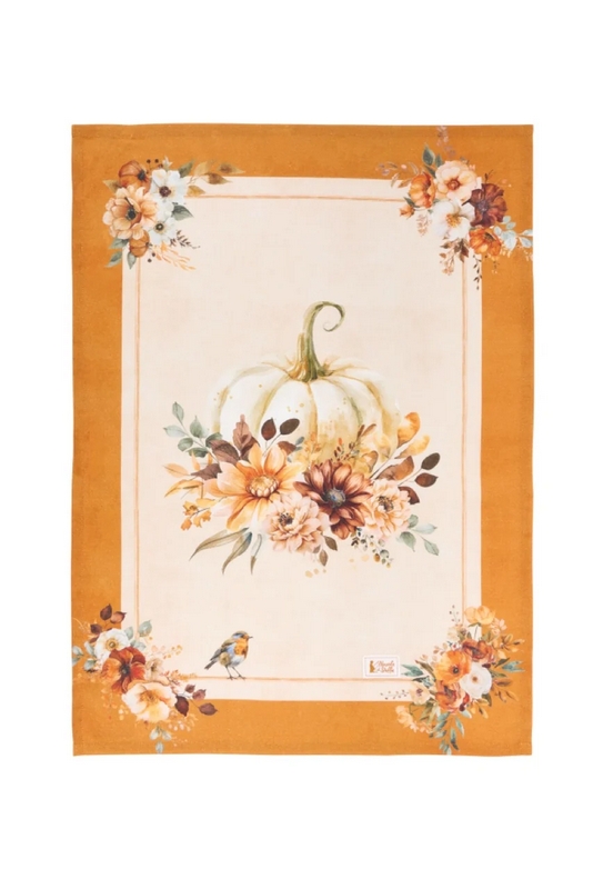 Strofinaccio autunnale in cotone decoro zucche in tre varianti assortite