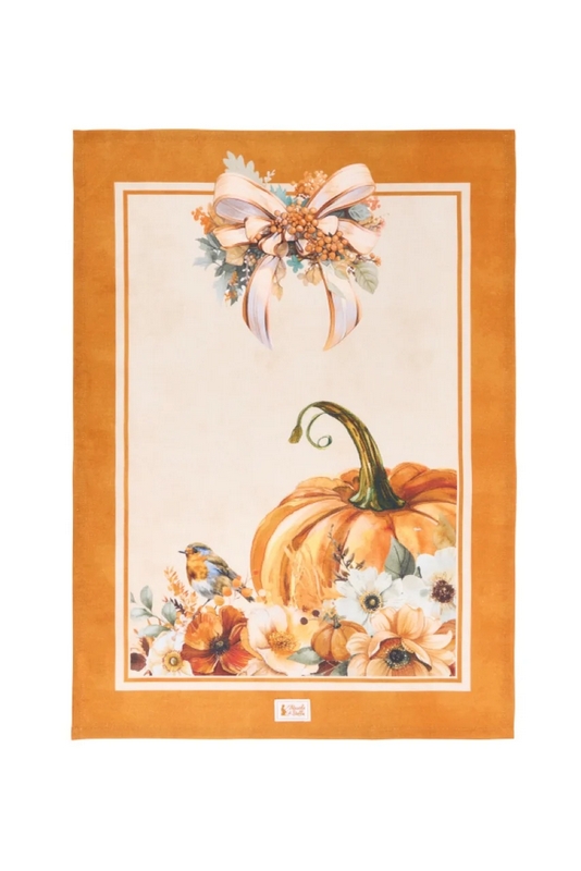 Strofinaccio autunnale in cotone decoro zucche in tre varianti assortite