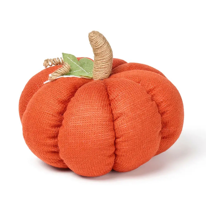 Zucca decorativa in tessuto arancione, perfetta come decorazione autunnale