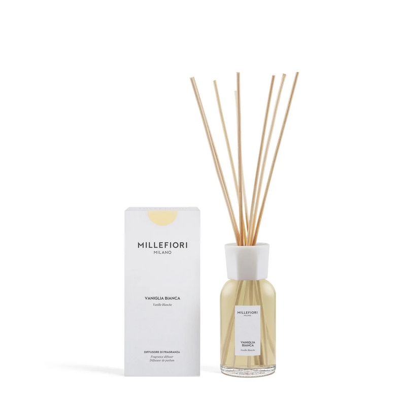 Profumatore ambiente Millefiori con bastoncini “Vaniglia bianca” da 100 ml