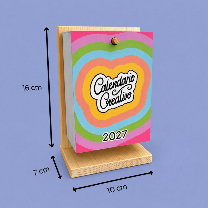 Calendario Creativo 2027 con base in legno: un divertente calendario giornaliero interattivo con minigiochi, curiosità, ironia e ispirazione 