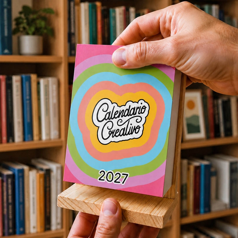 Calendario Creativo 2027 con base in legno: un divertente calendario giornaliero interattivo con minigiochi, curiosità, ironia e ispirazione 