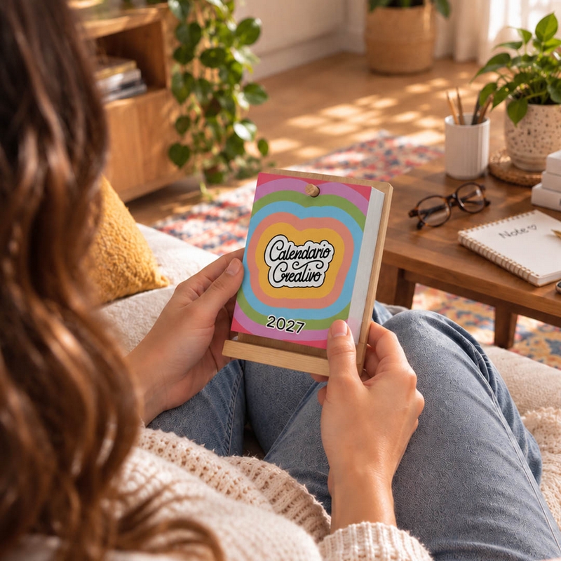 Calendario Creativo 2027 con base in legno: un divertente calendario giornaliero interattivo con minigiochi, curiosità, ironia e ispirazione 