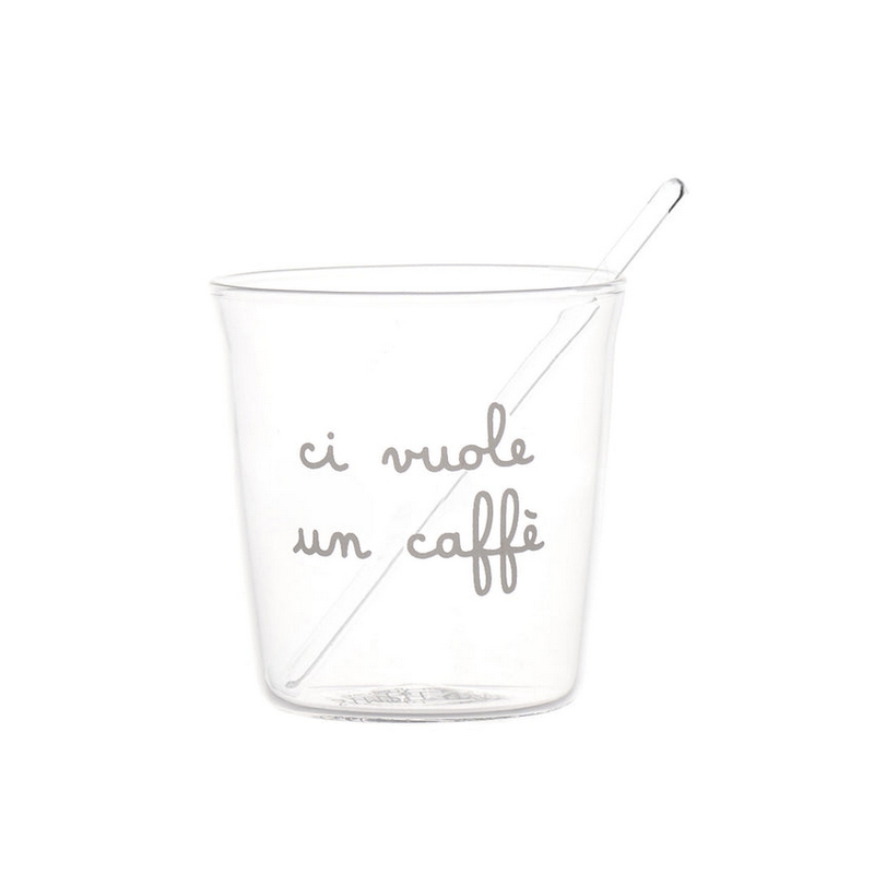 Set 4 tazzine da caffè in vetro borosilicato con scritta 