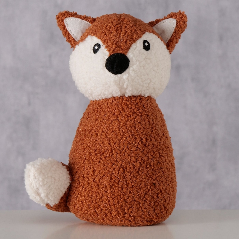 Fermaporta a forma di volpe effetto bouclé, perfetto come decoro autunnale