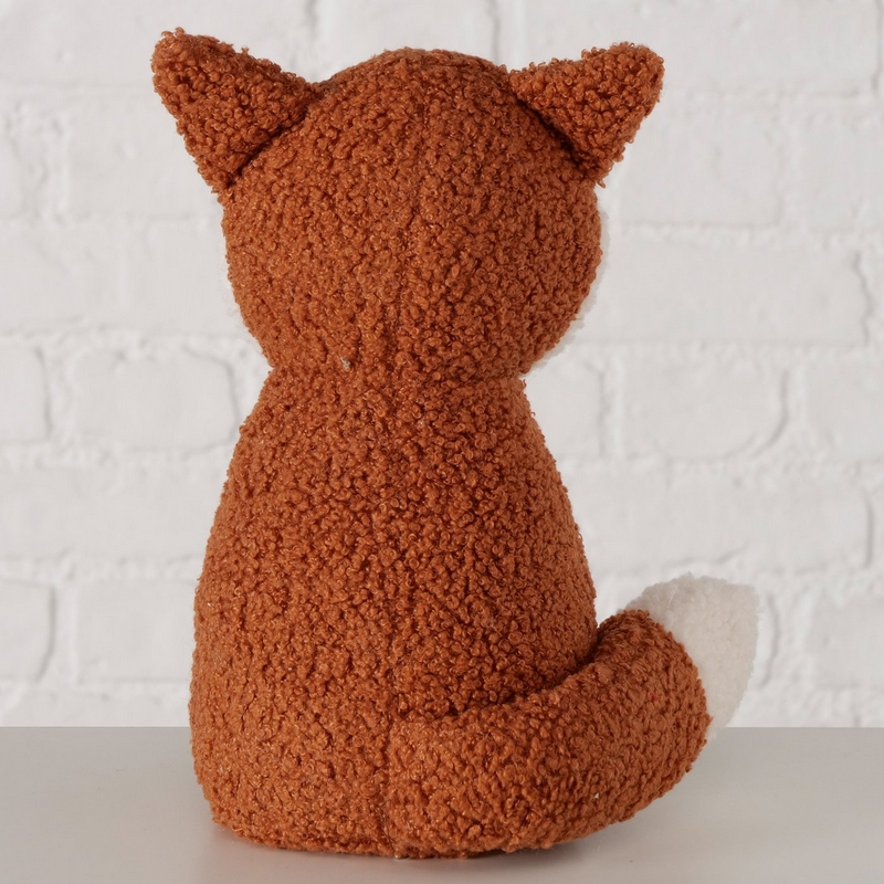 Fermaporta a forma di volpe effetto bouclé, perfetto come decoro autunnale