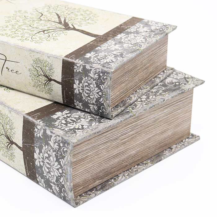 Scatola libro decorata con albero della famiglia con interno vellutato e chiusura magnetica