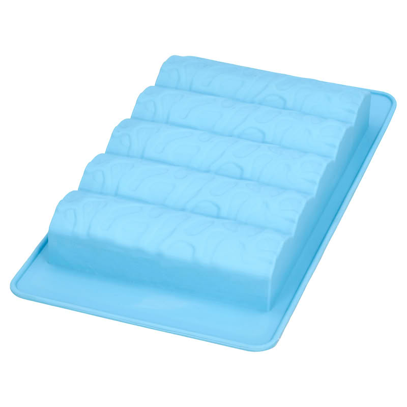 Stampo per barrette di cioccolato in silicone azzurro, resistente fino ai 220 gradi