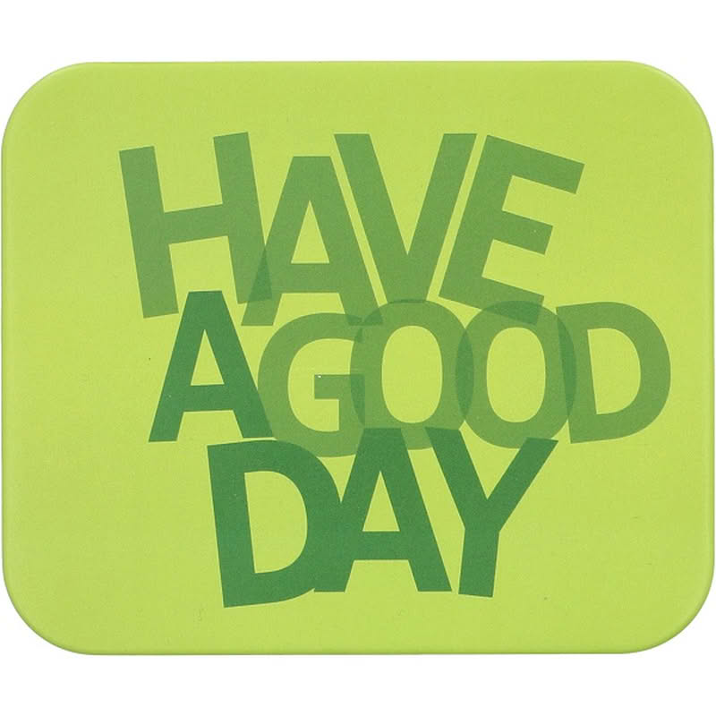 Scatola di latta da cucina verde con scritta “Have a good day”