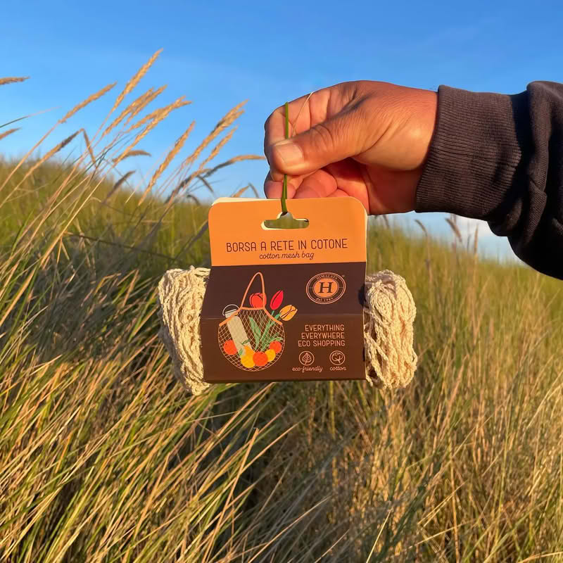 Borsa a rete 100% cotone naturale, perfetta come soluzione ecologica e versatile