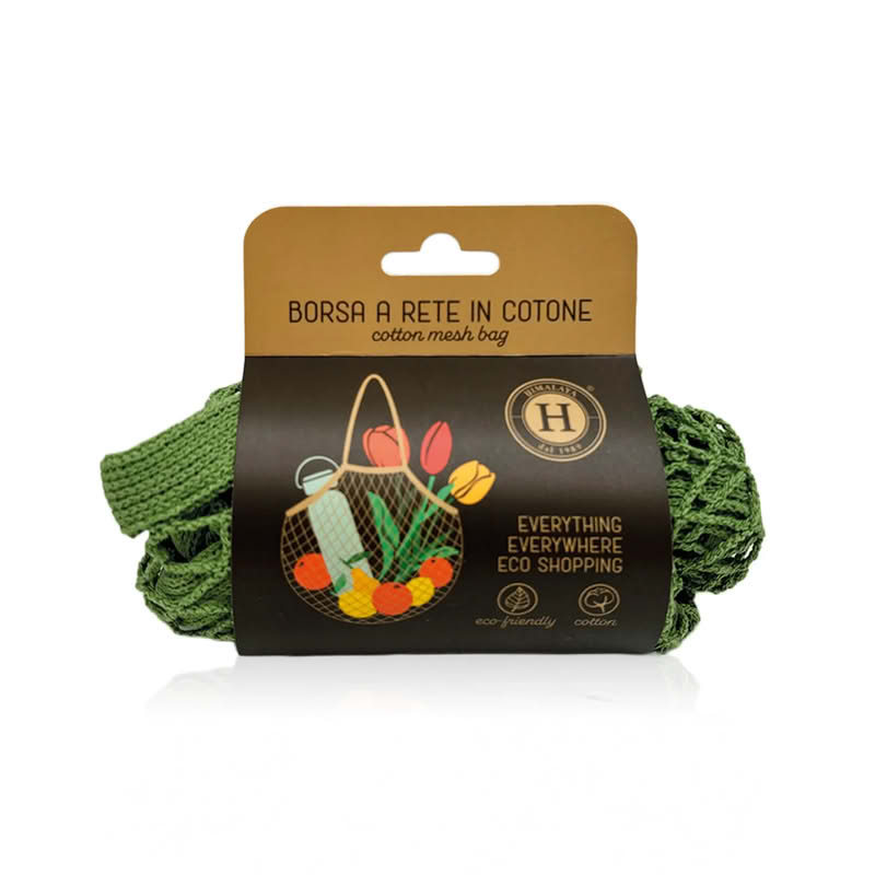 Borsa a rete 100% cotone verde, perfetta come soluzione ecologica e versatile