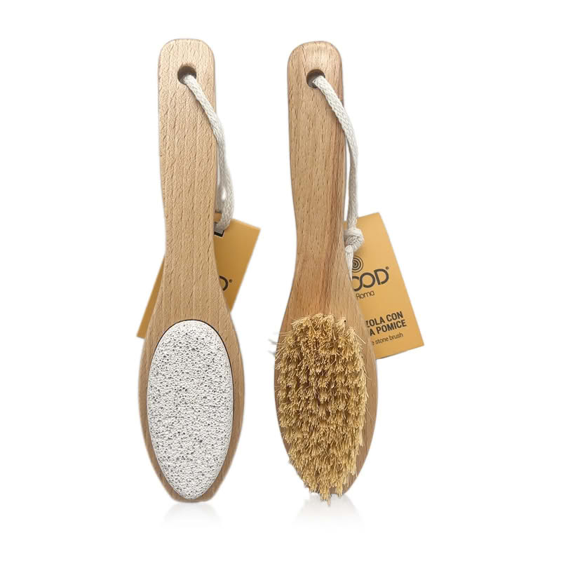 Spazzola double face in legno di faggio con pietra pomice sul retro