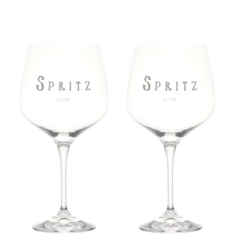 Set 2 calici in vetro decorati con scritta “Spritz” da 82 cl ciascuno, perfetto come idea regalo per amici o festeggiamenti