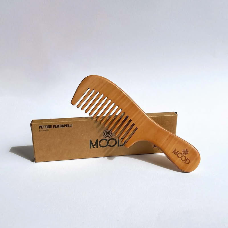 Pettine per capelli in legno di pero con effetto antistatico
