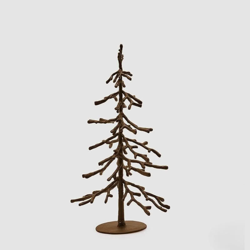 Albero decorativo in ferro marrone da appoggio alto 47 cm, perfetto come decoro autunnale o invernale