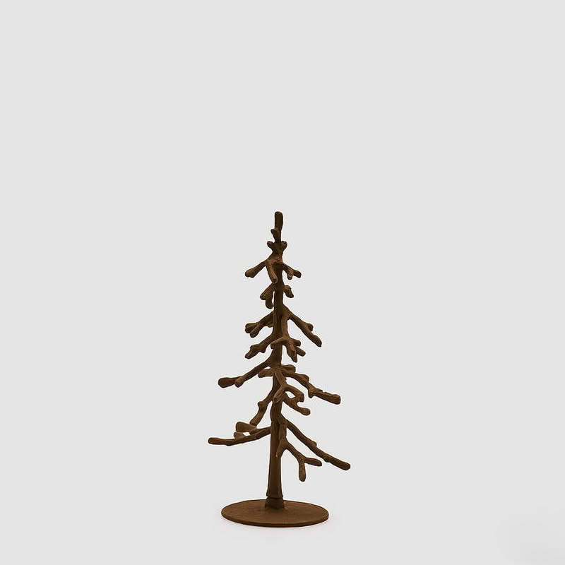 Albero decorativo in ferro marrone da appoggio alto 29 cm, perfetto come decoro autunnale o invernale