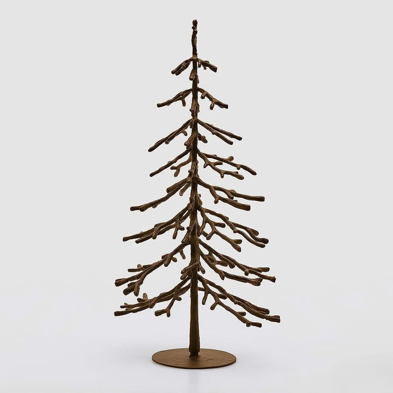 Albero decorativo in ferro marrone da appoggio alto 60 cm, perfetto come decoro autunnale o invernale