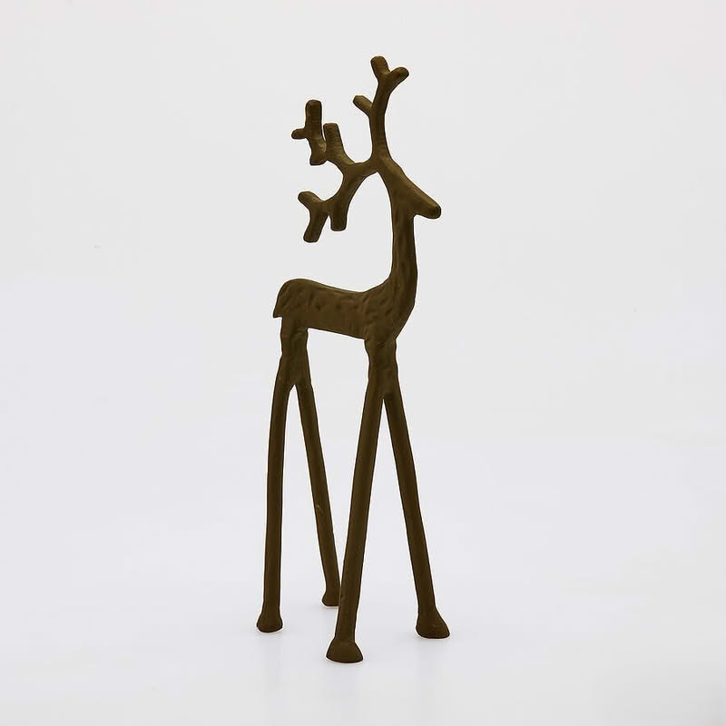 Renna decorativa in ferro marrone da appoggio alta 40 cm, perfetta come decoro autunnale o invernale