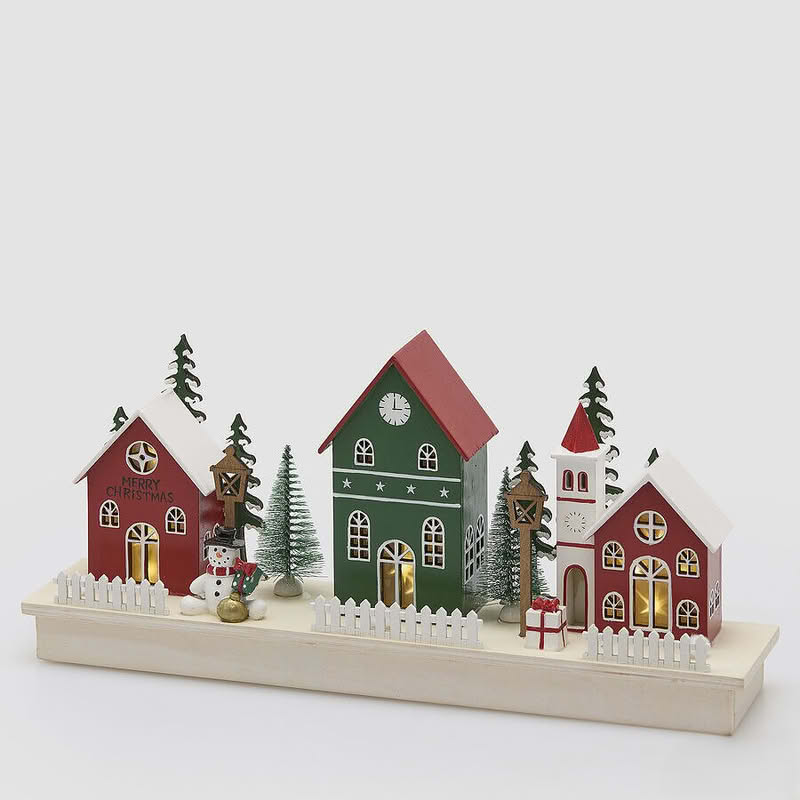 Paesaggio natalizio luminoso in legno da appoggio, perfetto come regalo di Natale