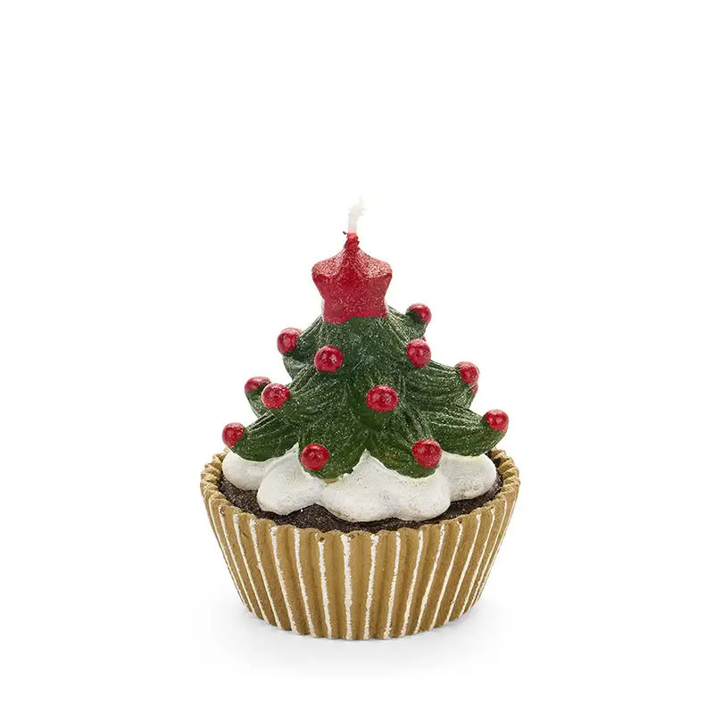 Candela a forma di albero di Natale cupcake da 7 cm di diametro