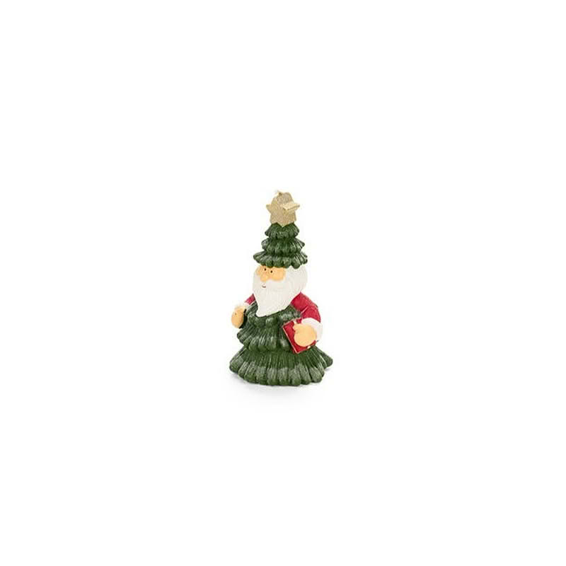 Candela a forma di Babbo Natale con pino e stella in testa, perfetto come pensierino di Natale