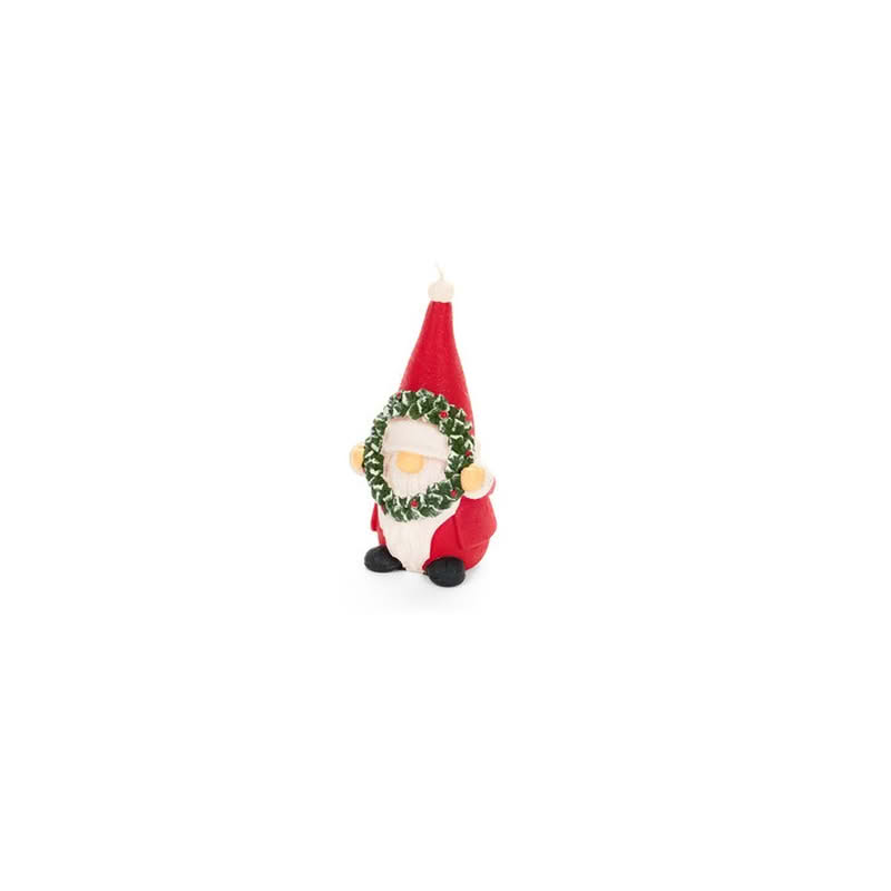 Candela a forma di Babbo Natale con ghirlanda, perfetta come pensierino di Natale