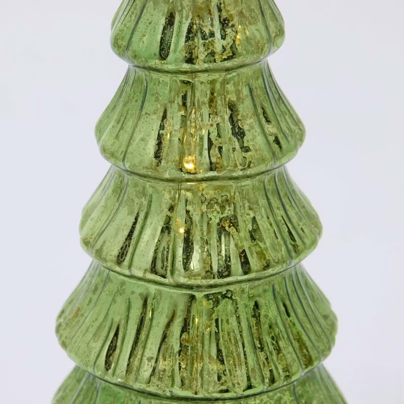 Albero di Natale in vetro verde con luce led e movimento, ideale come regalo natalizio