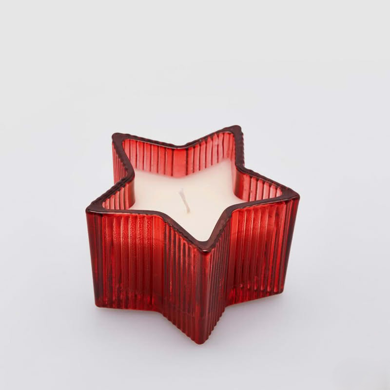 Candela di Natale profumata a forma di stella in vetro rosso, perfetta come decorazione di Natale