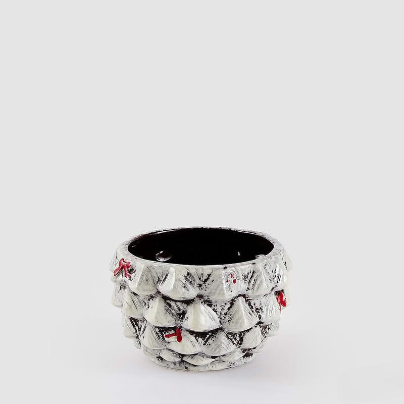 Vaso cachepot di Natale a forma di pigna bianca in ceramica