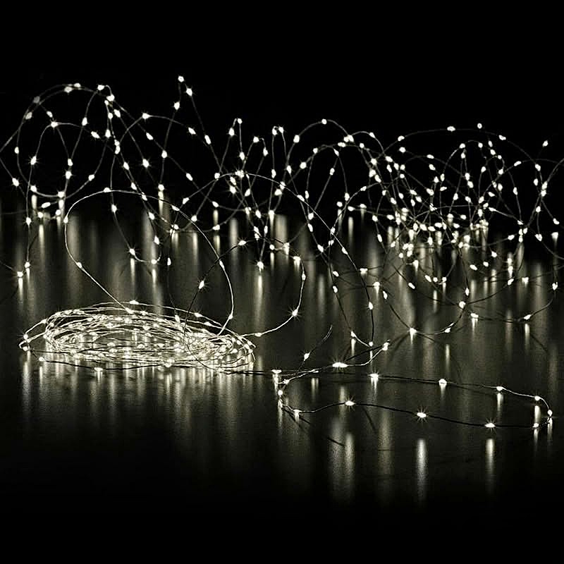 Luci di Natale con 864 microled e cavo da 43,2 metri, funzionamento a corrente, luce fissa, utilizzo interno, distanza tra led: 5 cm