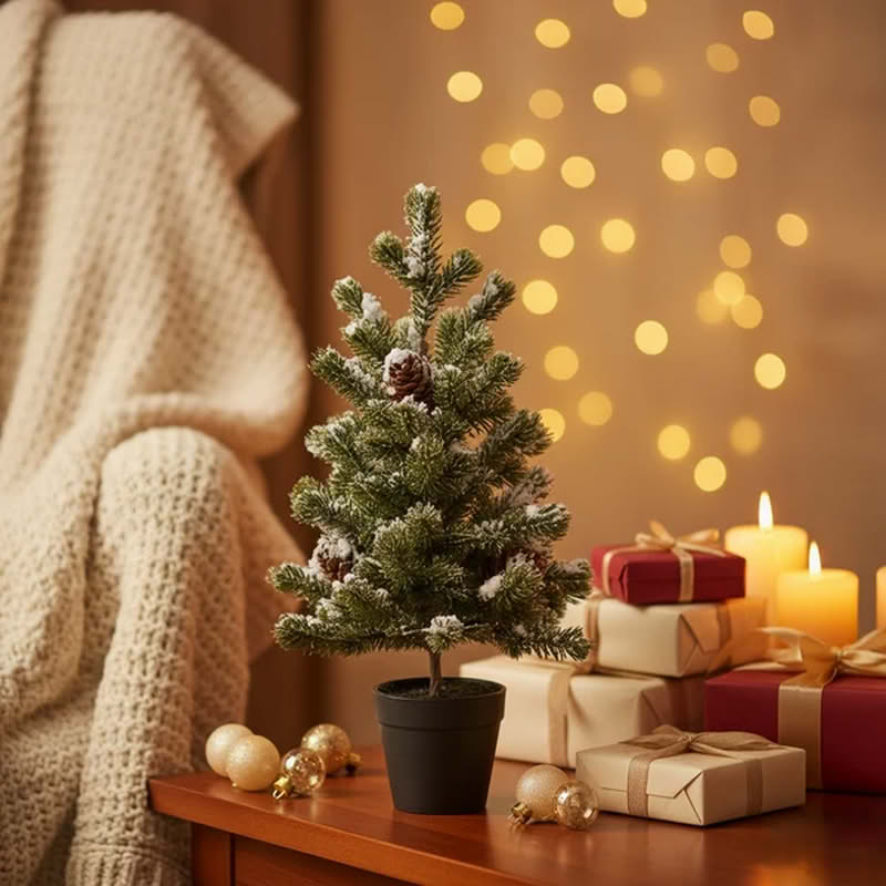 Pino innevato con pigne e vaso nero alto 41 cm, perfetto come decorazione di Natale o invernale