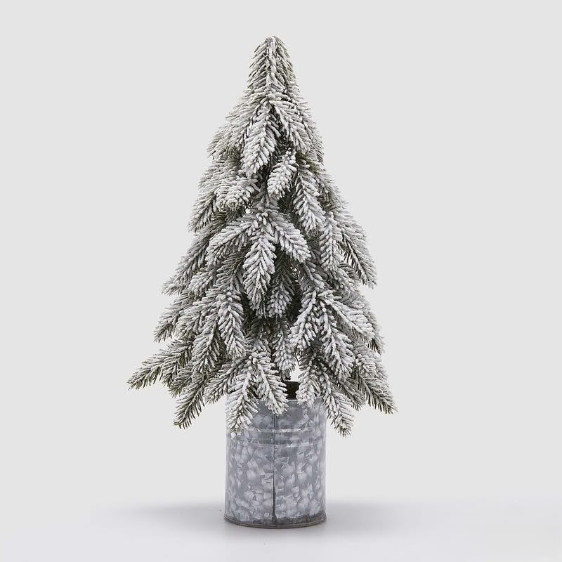 Pino innevato con vaso in latta alto 61 cm, perfetto come decorazione di Natale o invernale