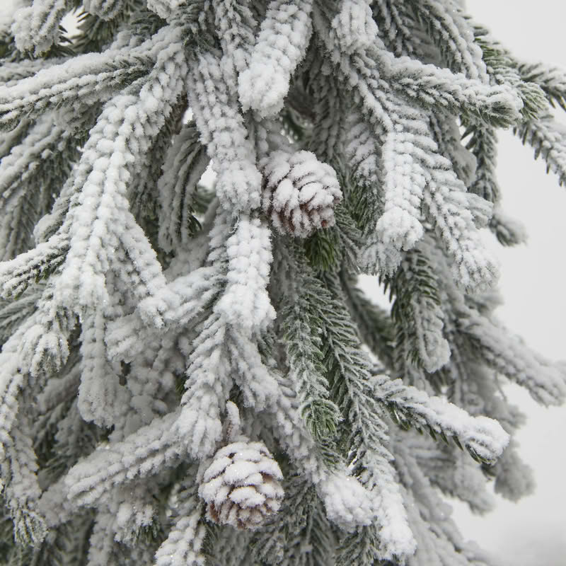 Pino innevato con pigne, tronco e base, alto 90 cm, perfetto come decorazione di Natale o invernale