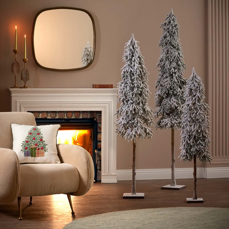 Pino innevato con pigne, tronco e base, alto 90 cm, perfetto come decorazione di Natale o invernale
