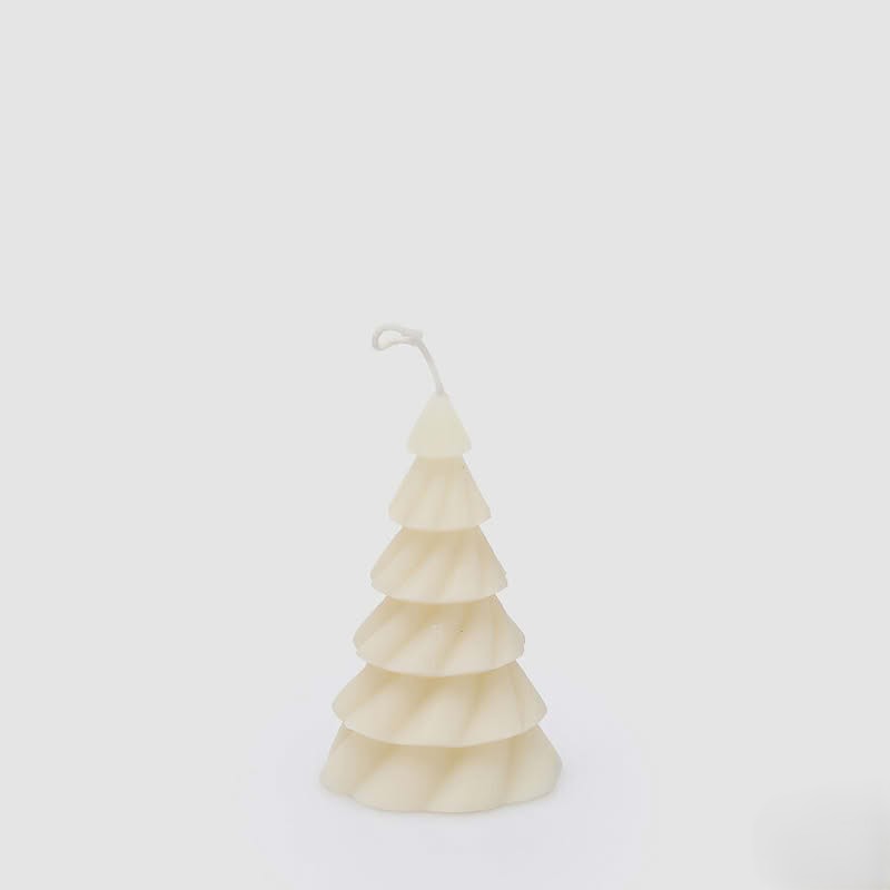 Candela di Natale a forma di pino color avorio, perfetta come pensierino di Natale