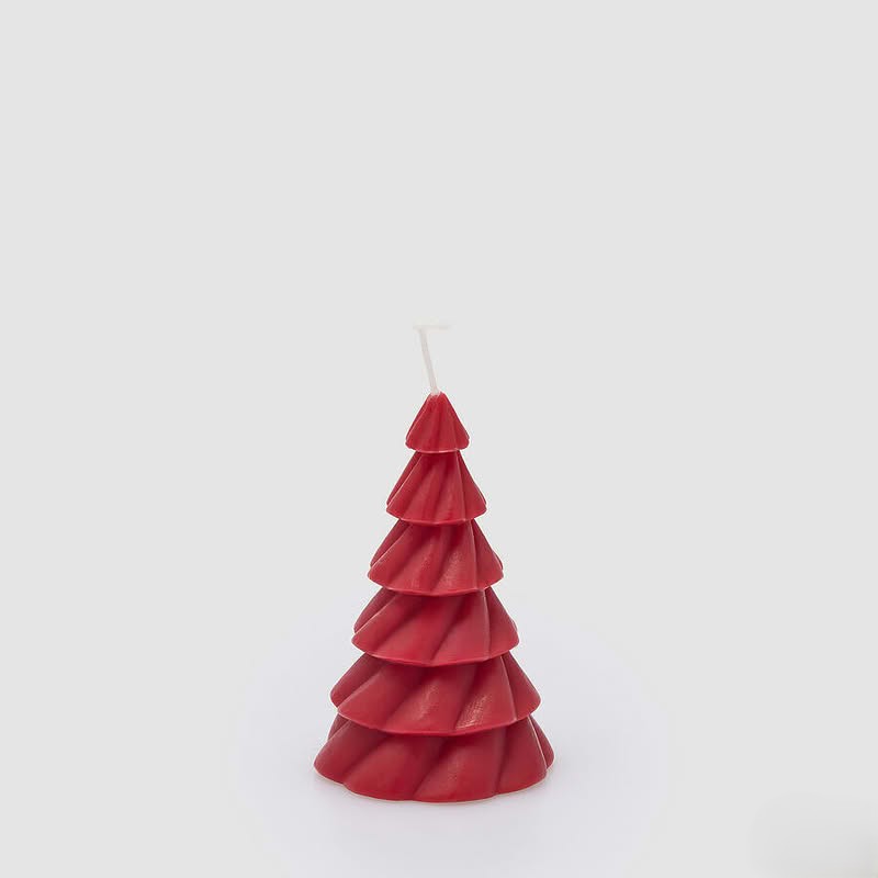 Candela di Natale a forma di pino rosso, perfetta come pensierino di Natale