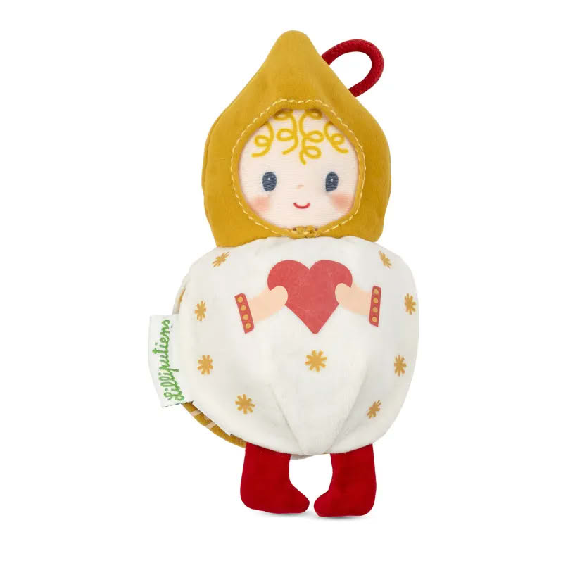 Gioco per bambini a forma di folletto fosforescente reversibile che diventa una pallina di Natale