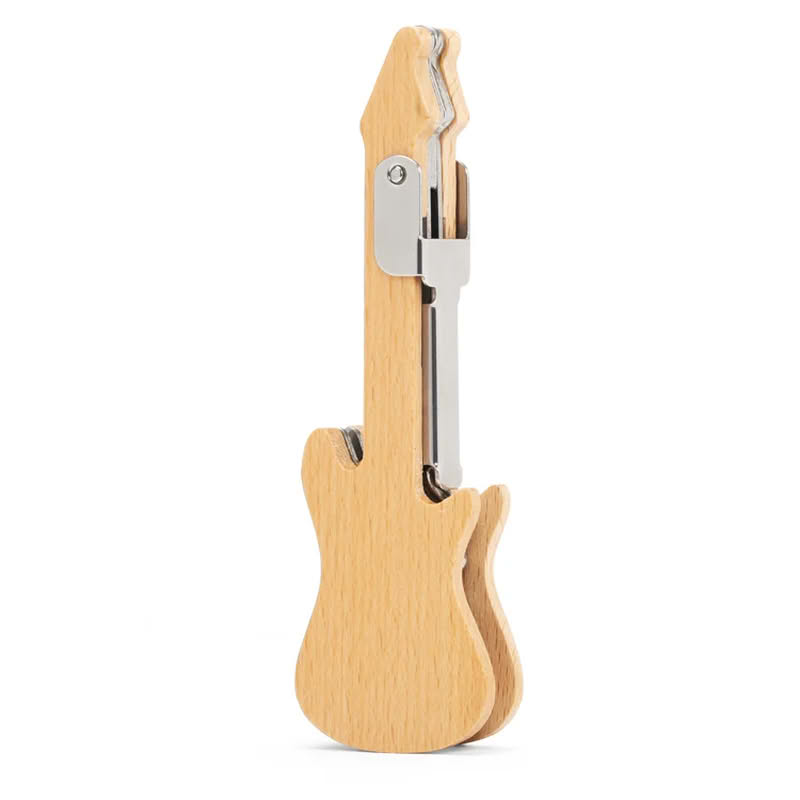 Cavatappi a forma di chitarra in acciaio inox 420 rivestito in legno di faggio, perfetta idea regalo per appassionati di vino e chitarristi