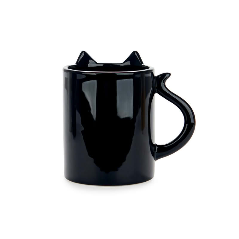 Tazza mug in ceramica a forma di gatto tuxedo con occhiali, capacità 350 ml