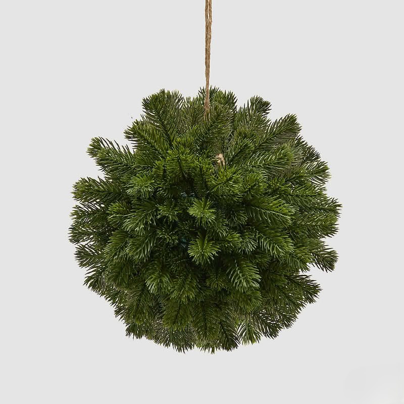 Sfera di pino verde da appendere, diametro 22 cm, perfetto come decorazione invernale