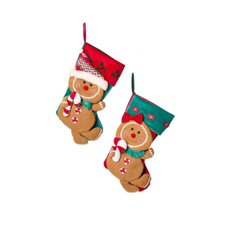 Calza della Befana a forma di omino di pan di zenzero in 2 varianti assortite 