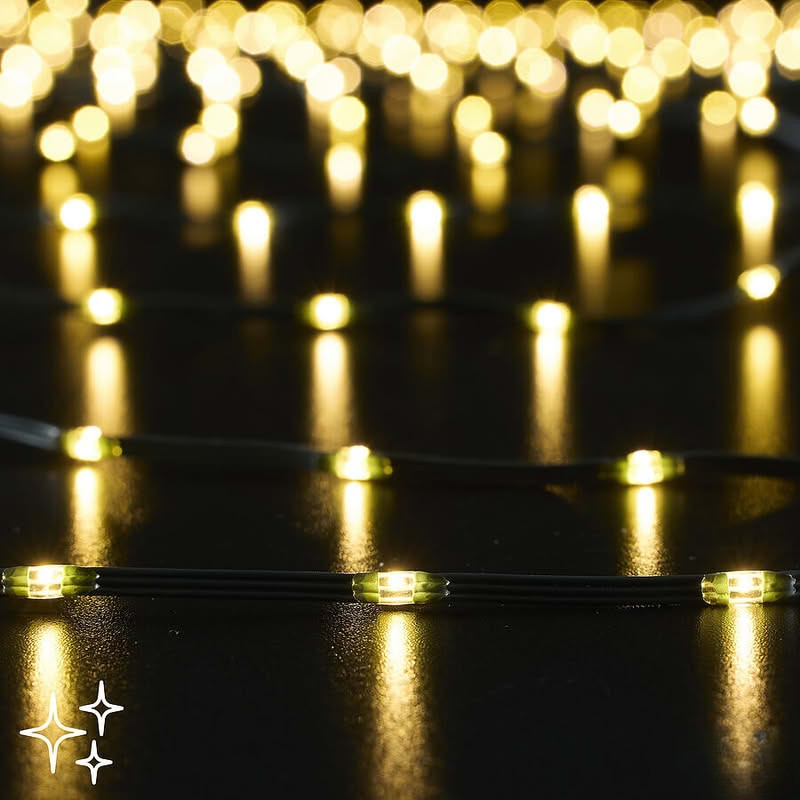 Luci di Natale con 500 led e cavo da 25 metri, funzionamento a corrente, IP44 (adatto all'uso esterno solo per aree coperte e riparate)
