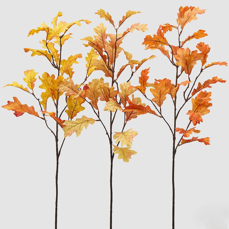 Ramo autunnale con foglie di quercia arancioni in 3 tonalità assortite, perfetto come decorazione autunnale